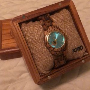 Jord Cora series Wooden Watch in Turquoise